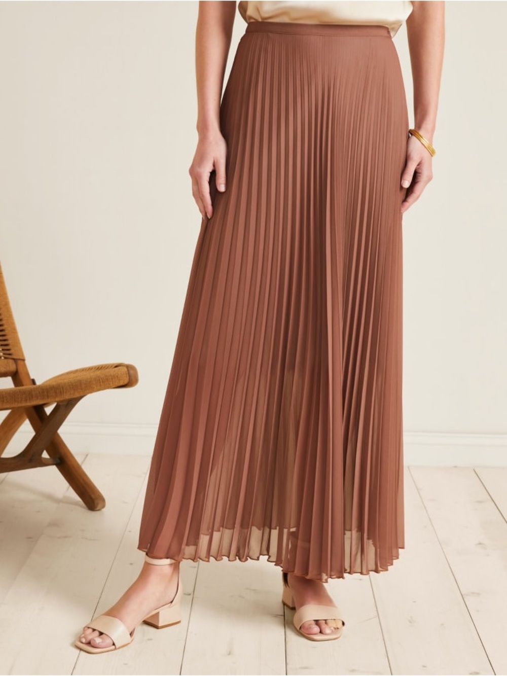 Garnet Hill Pleated Maxi Skirt Size 16